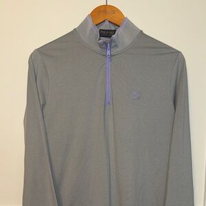 Polo by Ralph Lauren Women's Gray Quarter-Zip Top with Lavender Accents